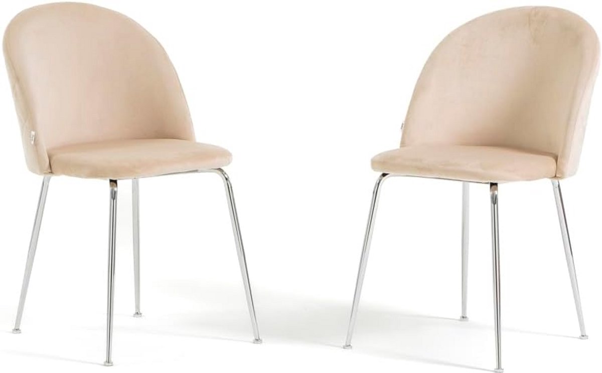 Set van 2 Eetkamerstoelen Gestoffeerd Fluweel met Metalen Poten