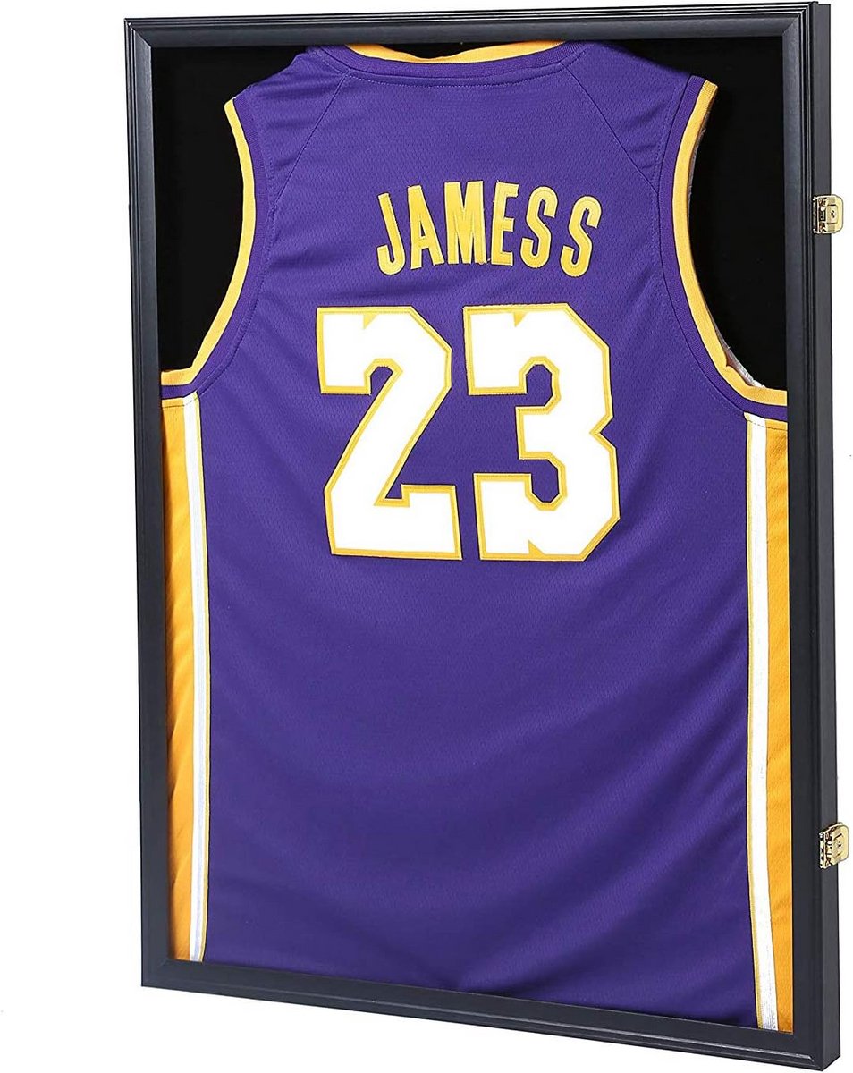 Grote UV-bestendige displaykoffer voor sportshirts en memorabilia met hangers