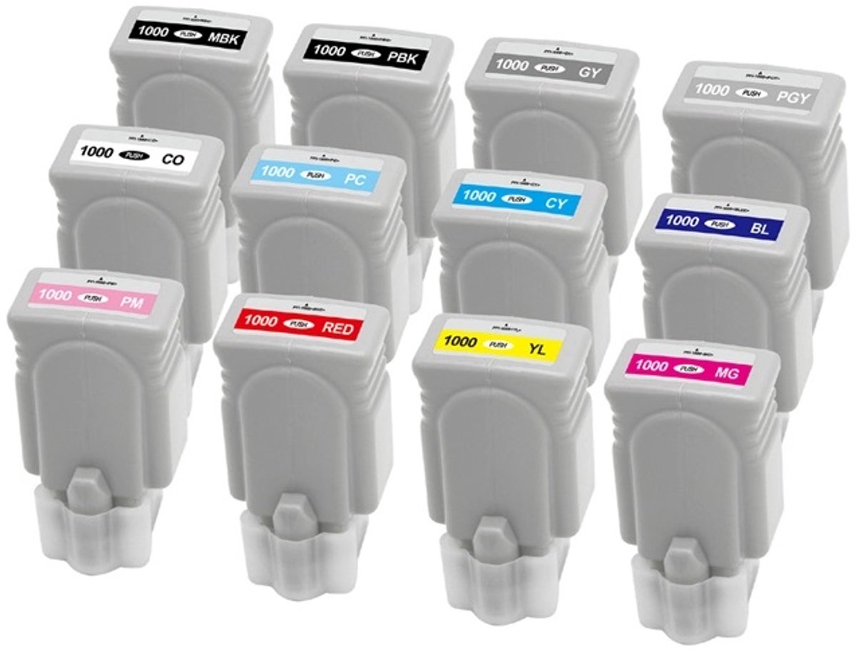 ABC huismerk set 12x inktcartridge geschikt voor Canon PFI-1000 imagePROGRAF Pro 1000