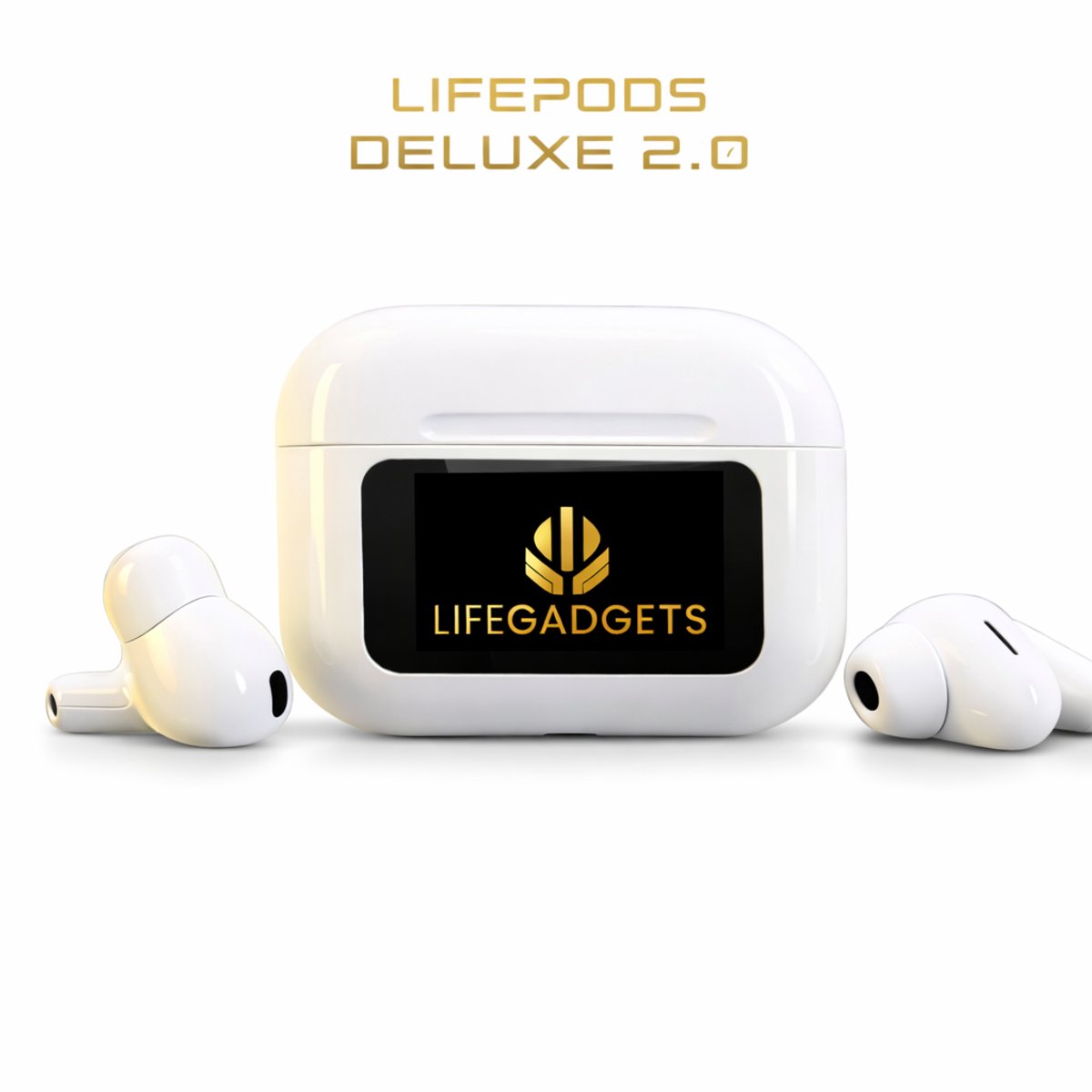 Earbuds pro met scherm, draadloze oordopjes active noice cancellation, Bluetooth oordopjes. Oortjes draadloos, wireless Lifepods Deluxe 2.0 EarPods, geschikt voor ios/Apple en Android, air pro 2 inclusief een oplaadsnoertje, oordopjes met scherm