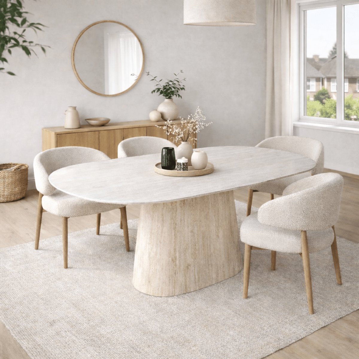 Dimehouse Deens ovale eettafel Lea sintered stone travertinlook 180x90 cm - Marmer - Modern - Deens ovaal