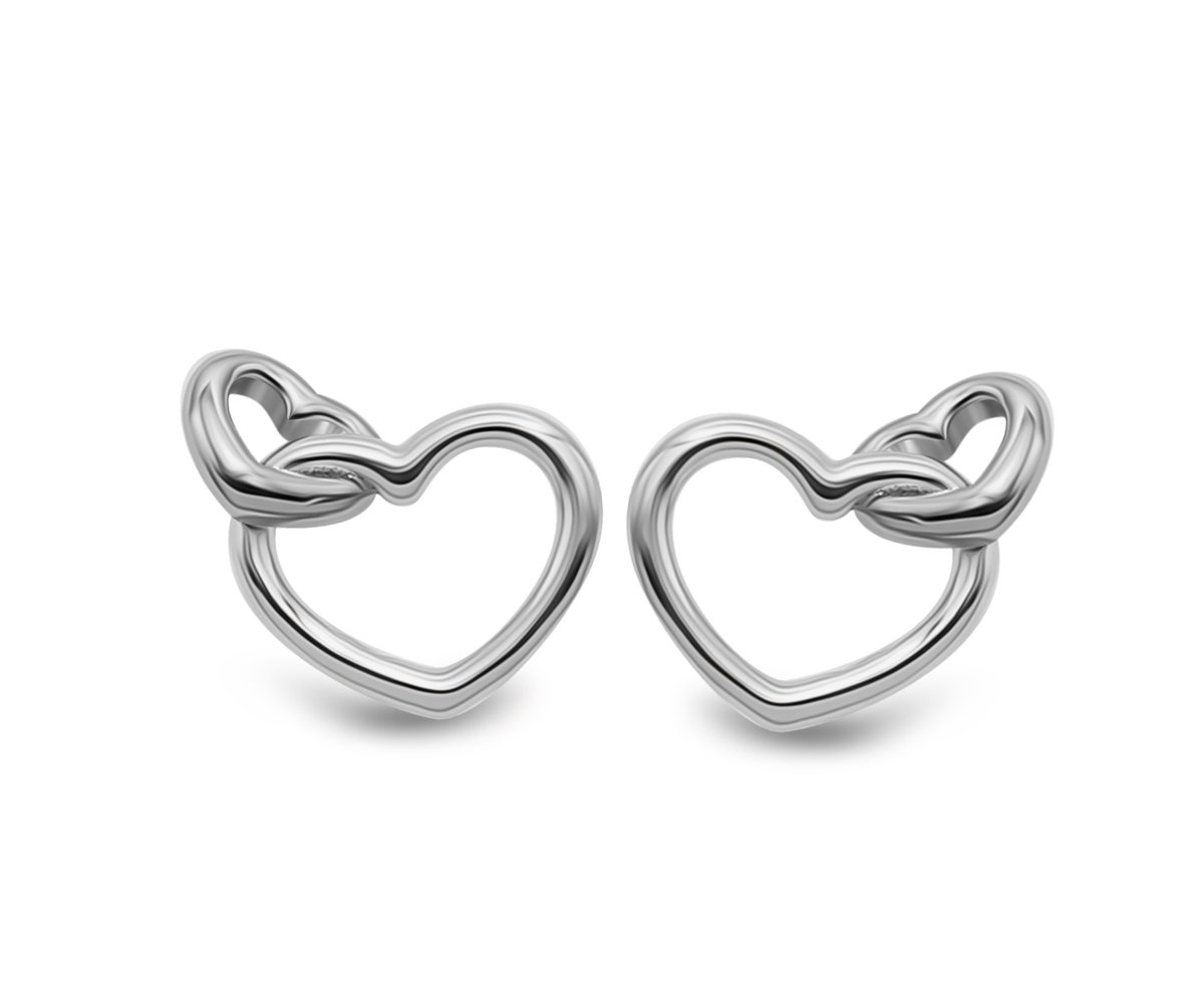 Oorbellen Hartje dubbel Zilver JE056S