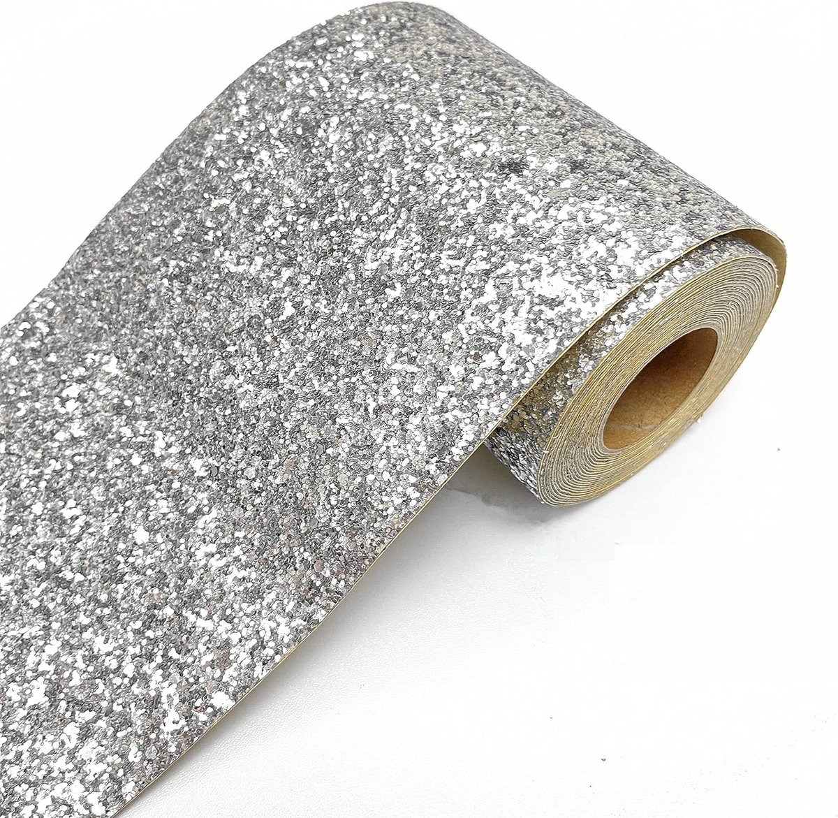 Zilver Glitter Behangrand Zelfklevend - Brede Glitters Muurstrip (13 cm x 5m)