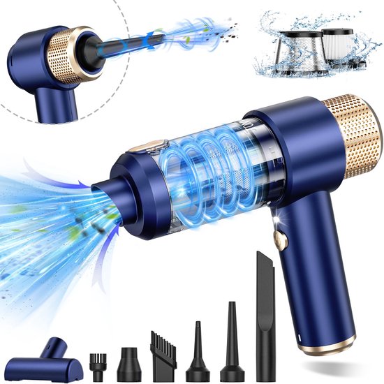 LT-135 kruimeldief snoerloos - Draadloos - 7 Opzetstukken - 16000 PA Zuigkracht - Met LED Licht - Kruimelzuiger - Auto Handstofzuiger - Air Duster - Oplaadbaar - Krachtige Zuigkracht - 2-in-1 Blazen en Zuigen - Draagbaar
