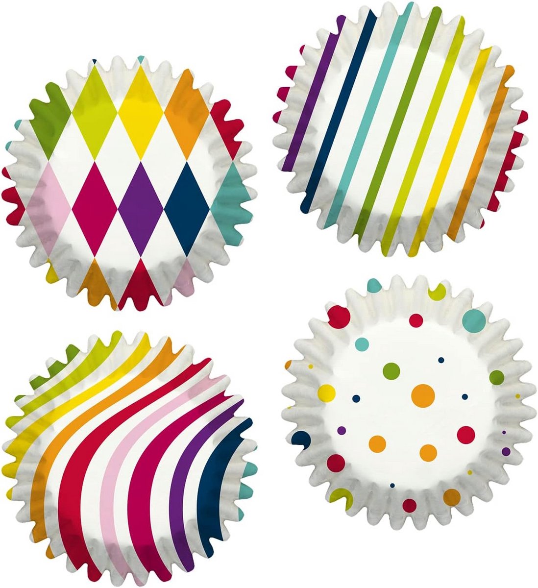 100 Mini Papieren Bakvormpjes Regenboog voor Cupcakes en Muffins