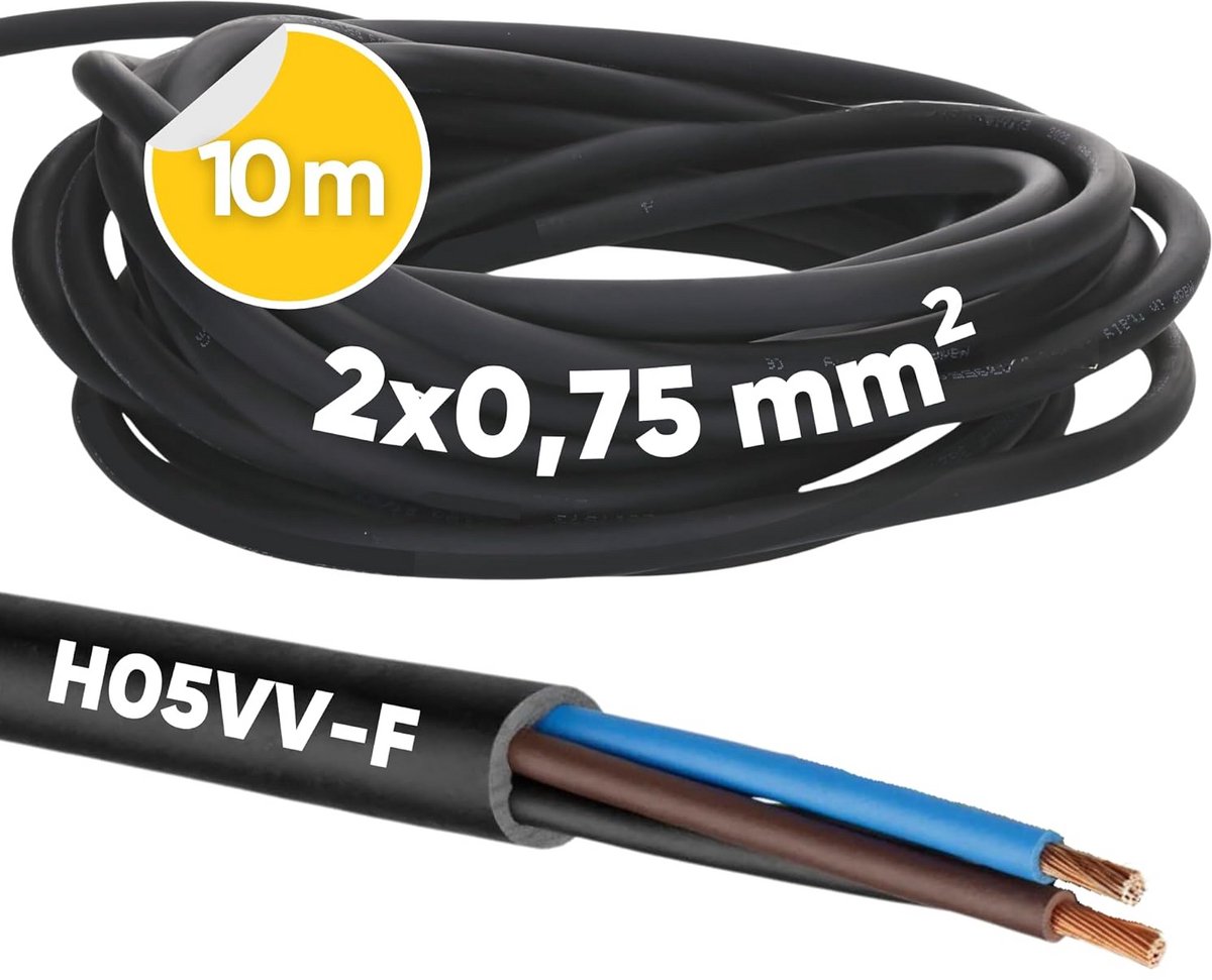 Flexibele 2-aderige Aderkabel 2x0.75mm² PVC Zonder Aarddraad