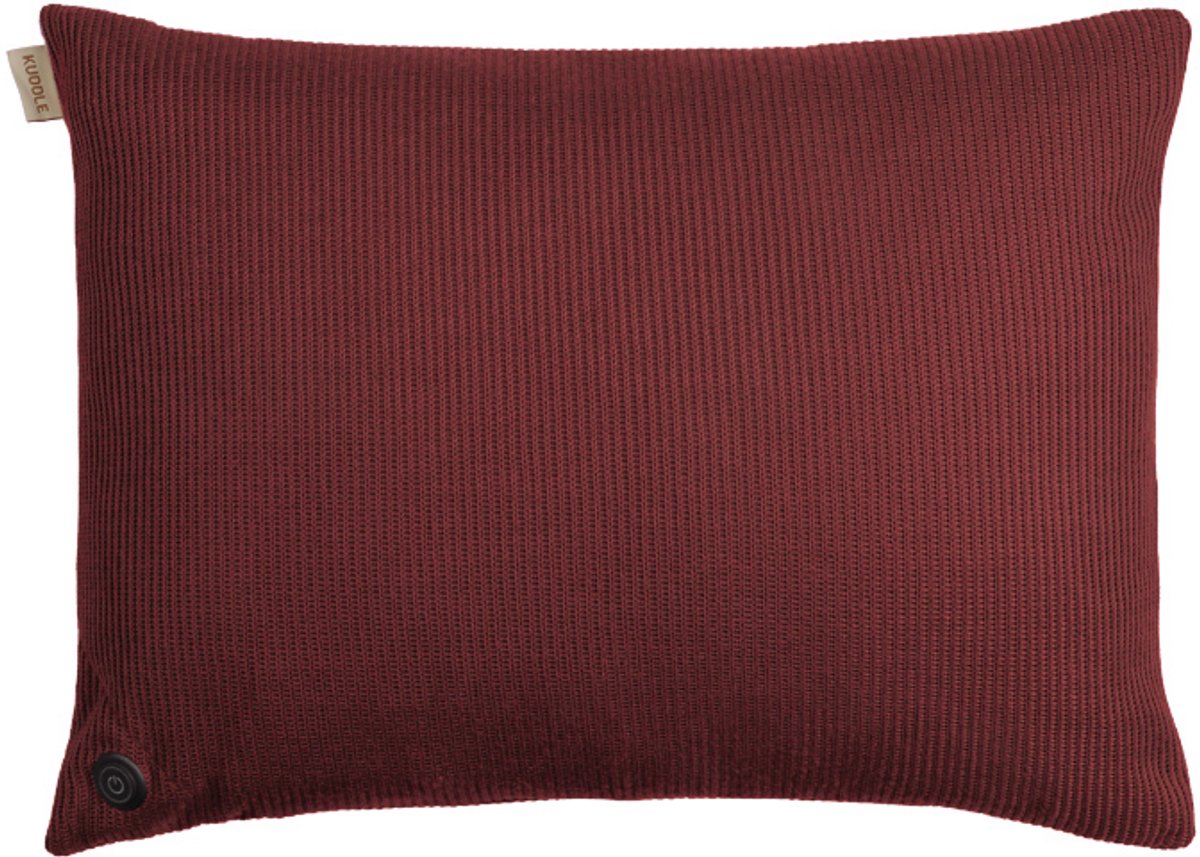 Kuddle Warmtekussen Oplaadbaar - Gebreid 'Wine Red' 45x60cm - Draadloos & Elektrisch - Inclusief Powerbank
