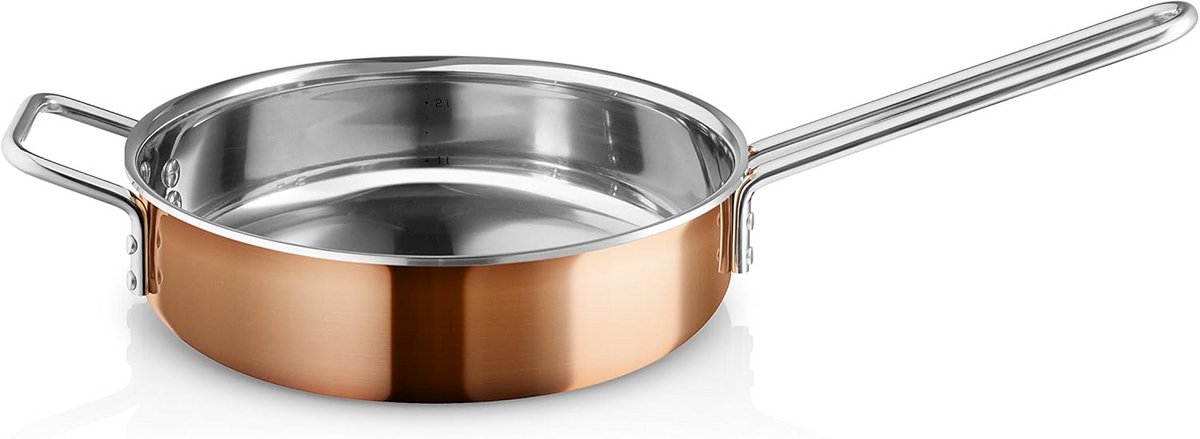 Sautépannenset RVS Koper Geschikt voor Alle Warmtebronnen