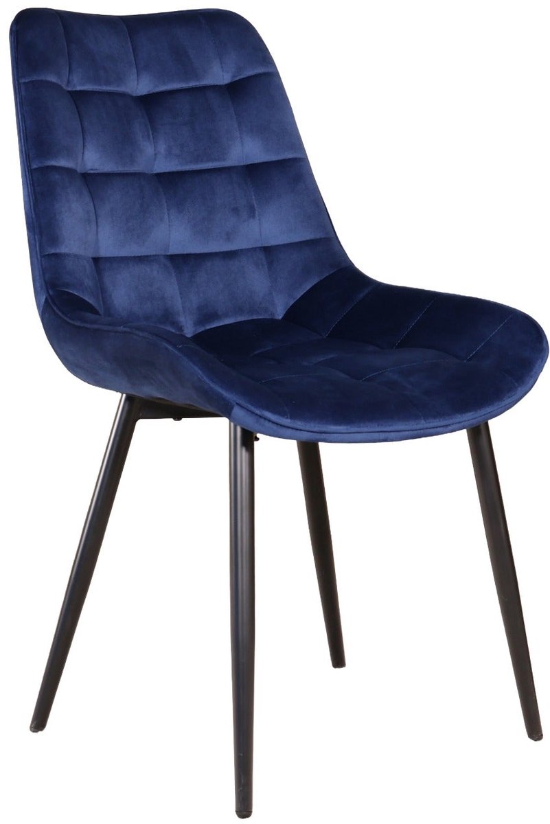 Lizzely Garden & Living SET DEAL: 4 stuks Eetkamerstoel De Vince donkerblauw velvet eetstoel zetel