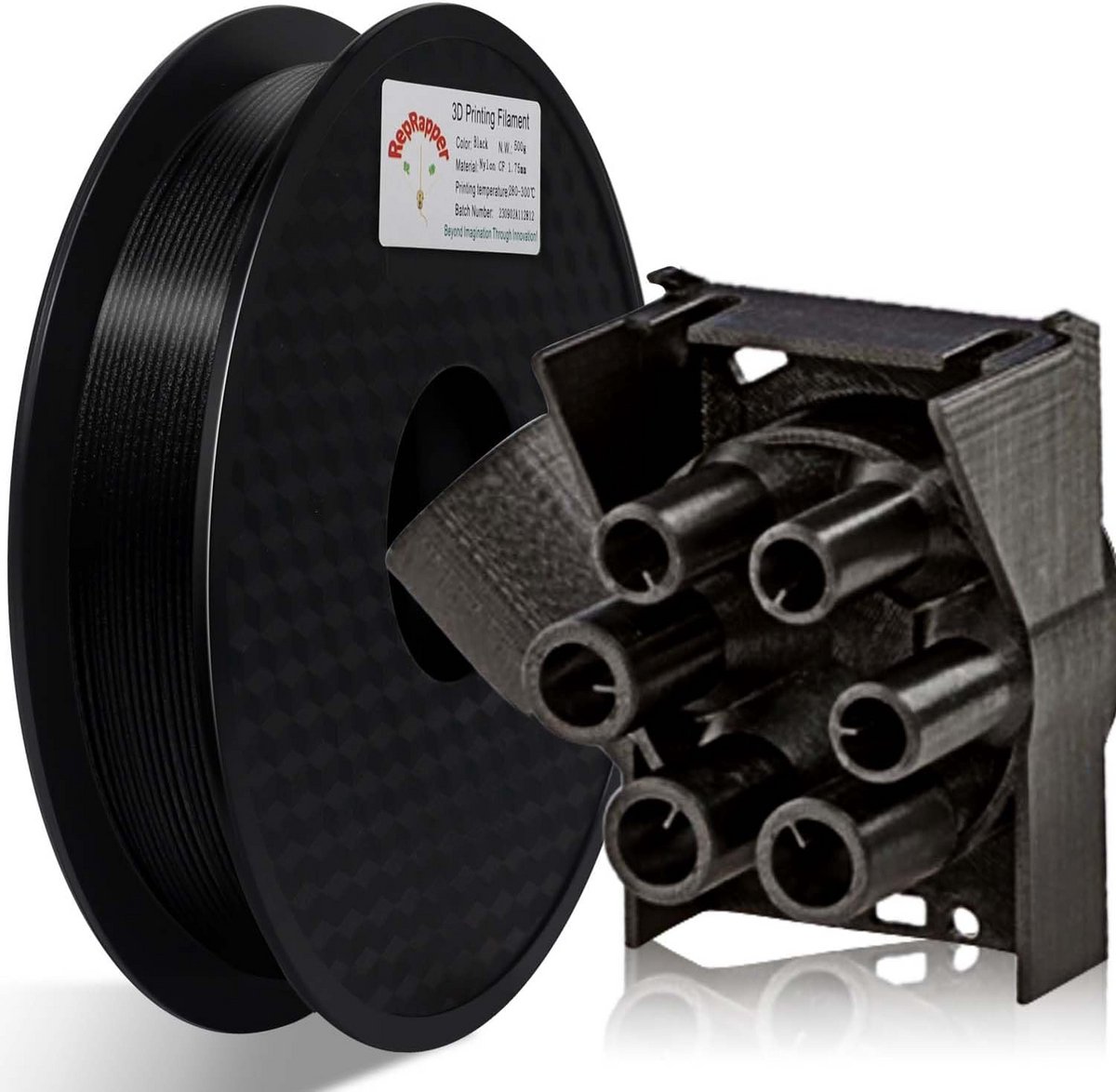 PA12 Koolstofvezel 1.75mm Filament - Sterk Nylon 3D Printer Materiaal 500g Zwart