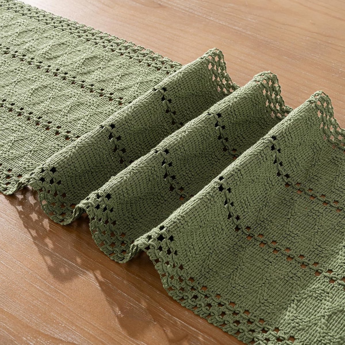 Boho Macrame Tafelloper met Franjes Katoen Linnen - 30 x 180 cm