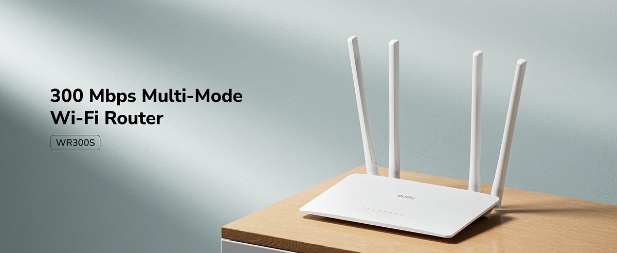Cudy WR300S - N300 WiFi Router - 300 Mbps - 5× Fast Ethernet - 2.4 GHz