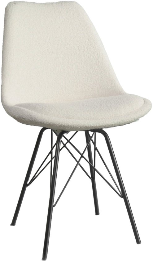 Chaise de salle à manger Viga, siège en peluche blanc cassé