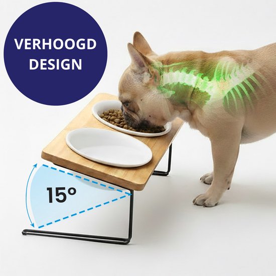 Calivo&Co® Kleine Hondenvoerbak – Verhoogde Voerbak Hond – Dubbele Voerbak Hond – Vaatwasserbestendig Voerbak Hond met Standaard – Anti-slip Honden Voerbak – Honden Eetbak – Honden Drinkbak – Etensbak Hond