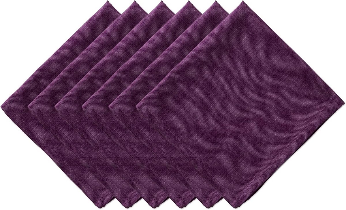 Set van 6 Katoenen Placemats in Aubergine - 50x50 cm
