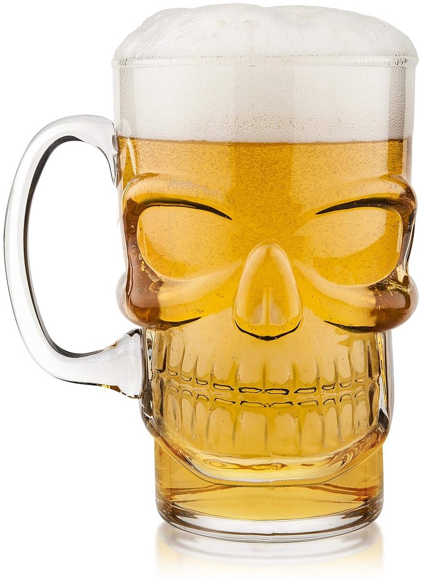 Gothic Doodshoofd Bierglas Pintmaat 700ml met Hendel - Halloween Drinkkannen