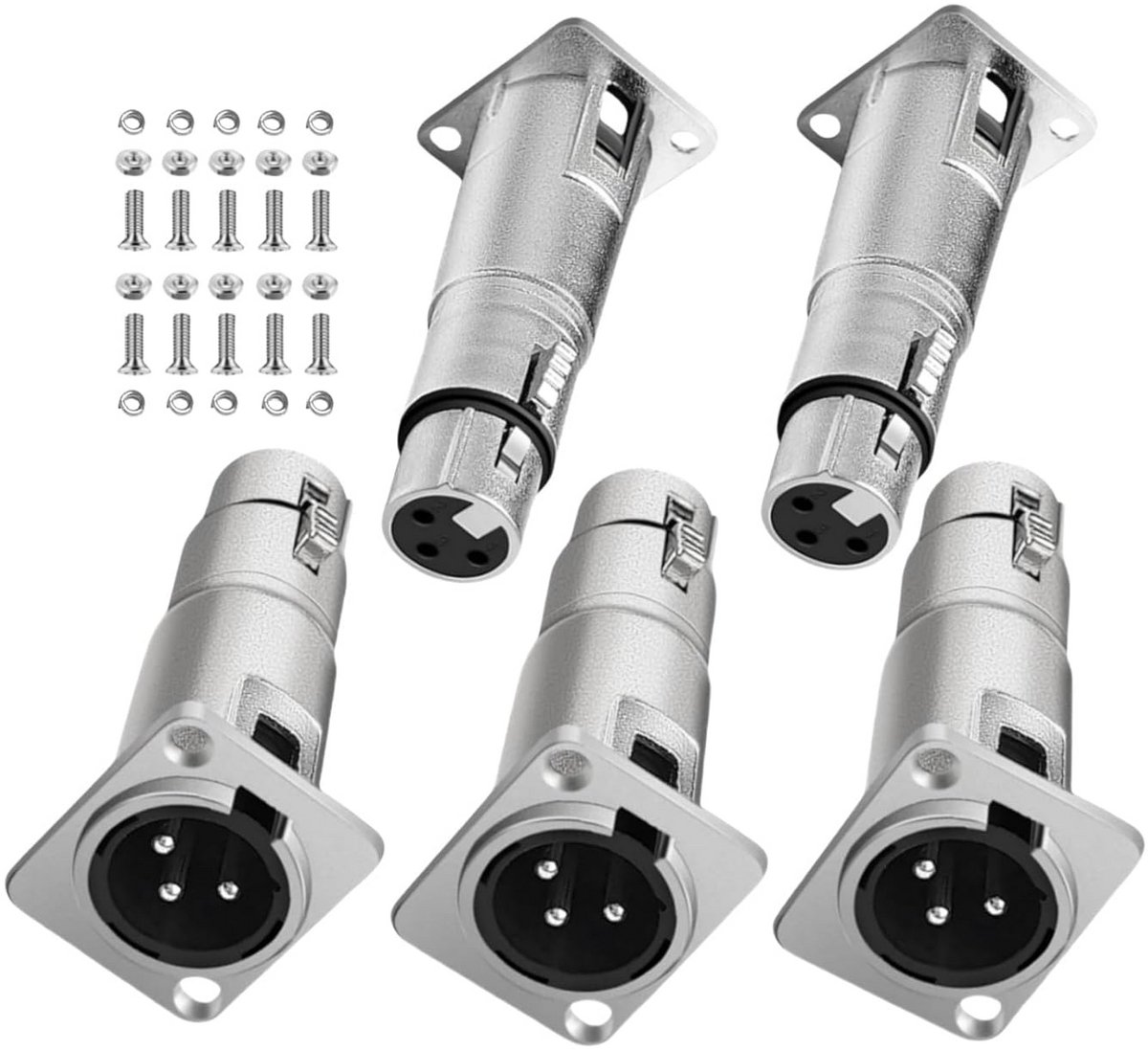3-Pin XLR Mannelijk naar Vrouwelijke Panel Montage Adapter Set