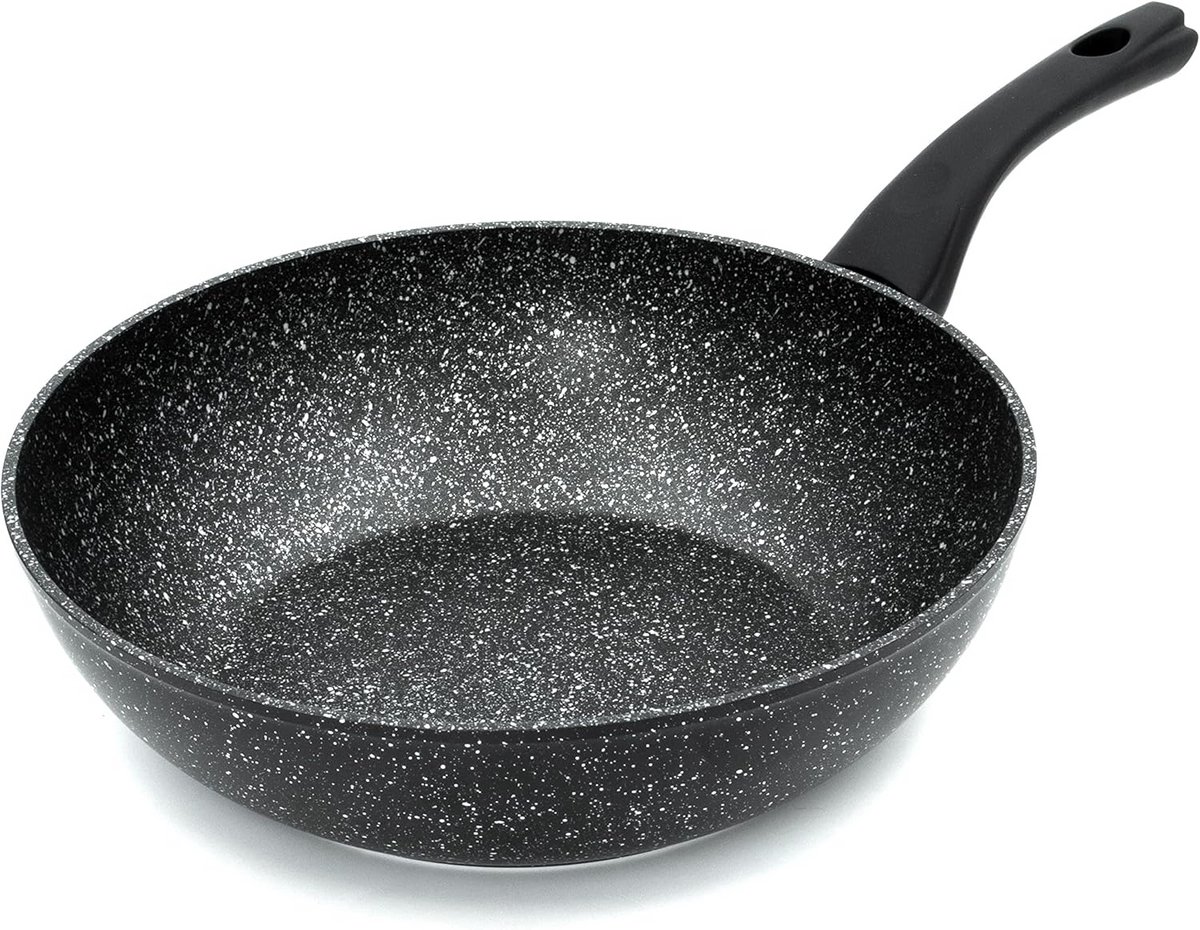 Professionele Wokpan Zwart 28 cm - Geschikt voor Alle Warmtebronnen