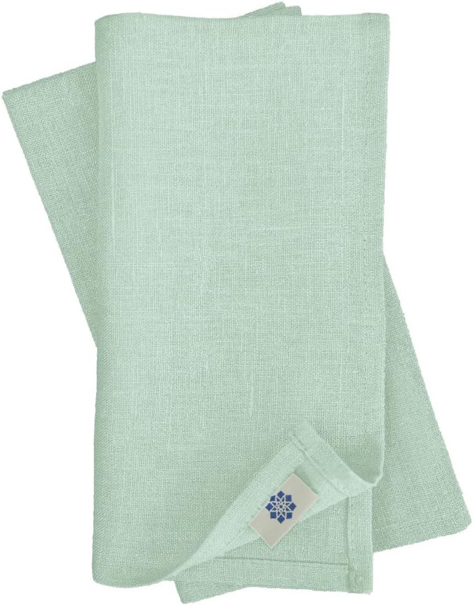 Set van 4 Linnen Stoffen Diner Servetten 45x45 cm Lichtblauw