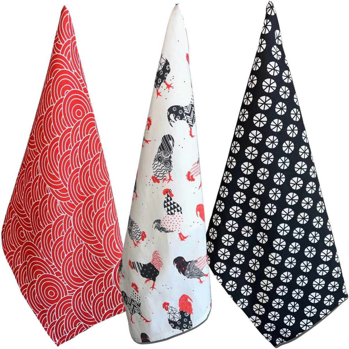 Set van 3 Katoenen Keukendoeken met Boerderijdieren Print - Absorberend en Onderhoudsvriendelijk