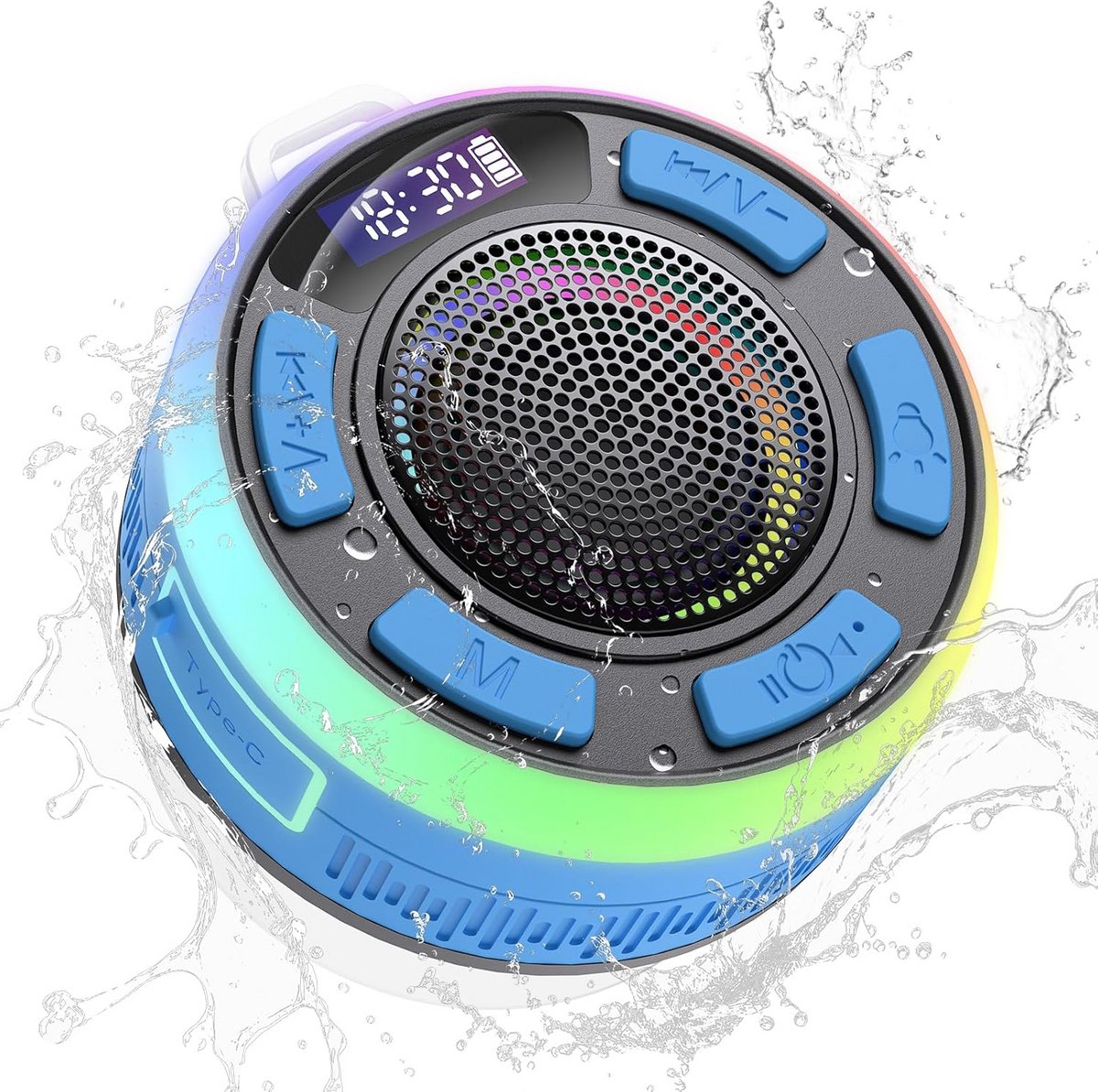 Draagbare Waterdichte Bluetooth Speaker met Kleurrijk Licht en Lange Batterijduur
