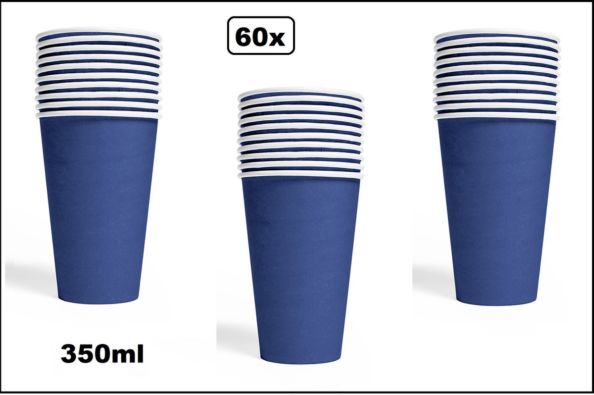 60x Mega beker blauw karton 350ml - Drinken drank limonade