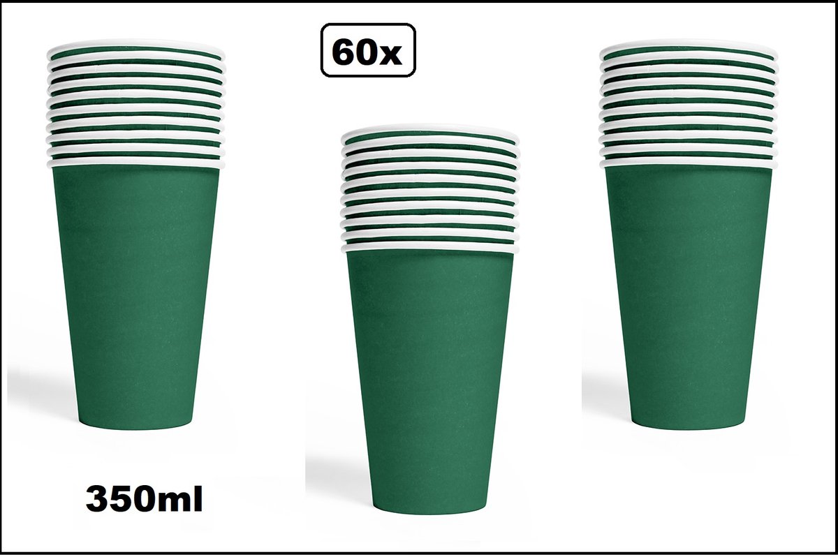 60x Mega beker groen karton 350ml - Drinken drank limonade