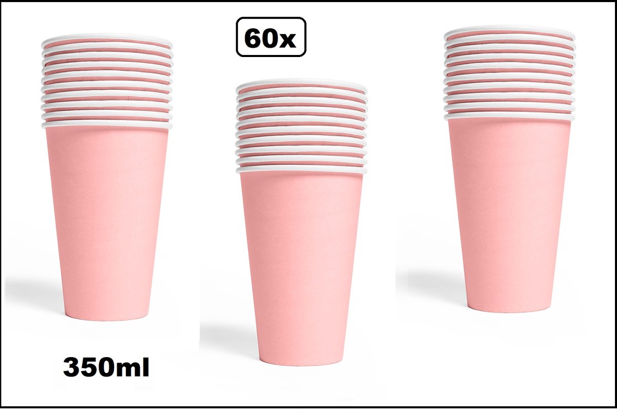 60x Mega beker roze karton 350ml - Drinken drank limonade