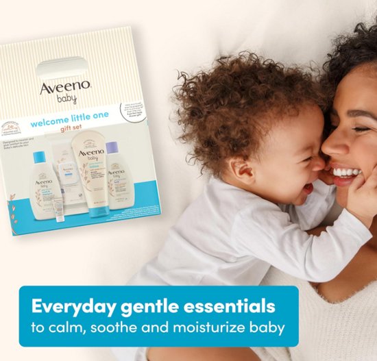 Aveeno Baby Welcome Little One Cadeauset - 5-delige Complete Verzorging voor Pasgeboren Baby - Body Wash & Shampoo, Kalmerende Badwash, Vochtige Doekjes, Dagcrème & Balsem van Merkloos — afbeelding 4