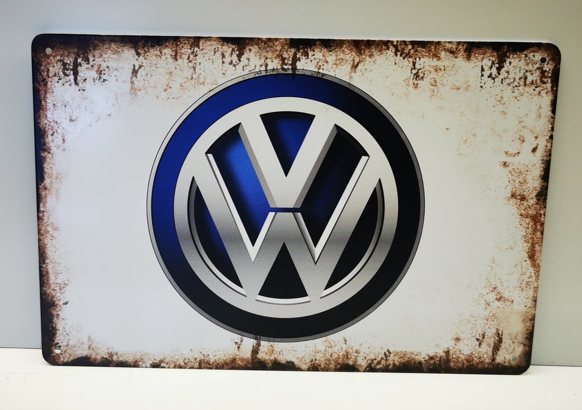 Metalen wandbord - VW Logo - Volkswagen - Mancave - Wand Decoratie - Metal sign - Mancave decoratie - Decoratie - Metalen borden - Tekst borden - Metalen bord