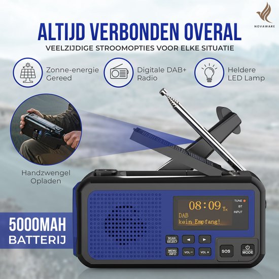 Solar noodradio / 5000 mAh powerbank / zaklamp