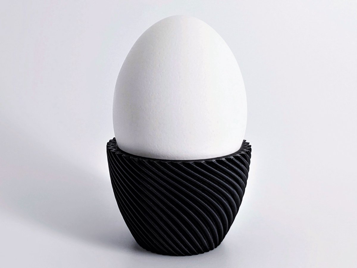 Set van 6 Eierdopjes - Spiraal Design - PLA Bioplastic - Duurzaam & Modern - Zwart
