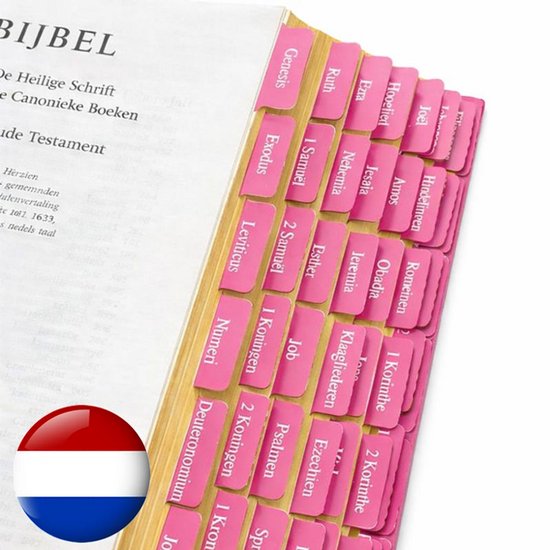 Autocollant d'onglet Bijbel Néerlandais Rose