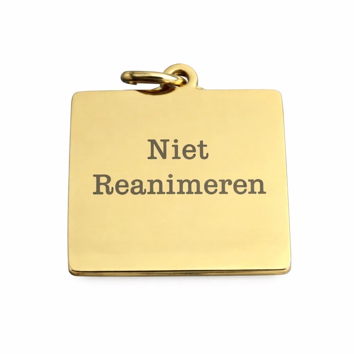 2 Love it Niet Reanimeren - Hanger - Penning - Vierkant - Stainless steel - 2 cm diameter - Goudkleurig