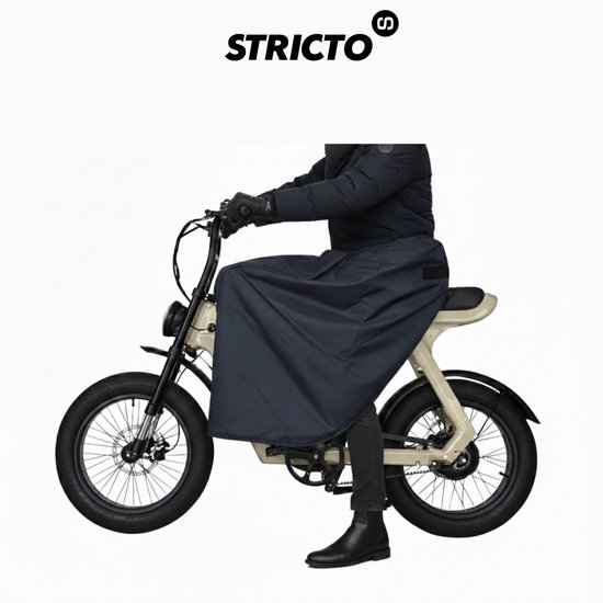 Waterdicht winddicht fatbike beenkleed Stricto Easy-On Basic met verstelbare waistband, warme voering, zwart