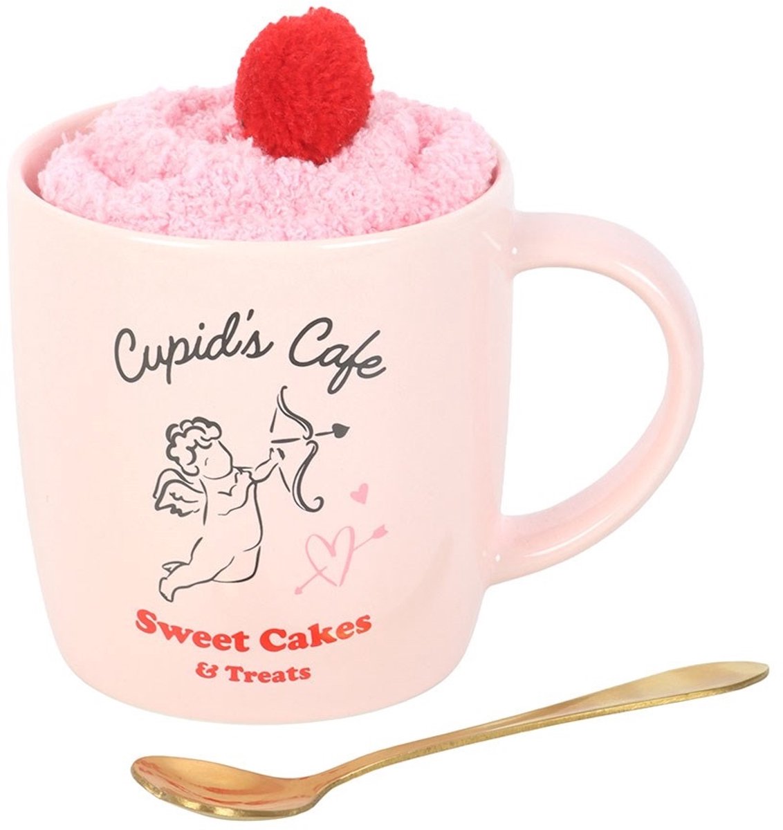 Something Different - Cupid's Café Spoon and Socks Set Beker & Sokken Set - Roze