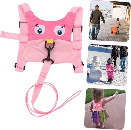 Baby Belt Baby Anti-lost Wristband Baby Carrier Baby Carrier Baby Carrier for Babies Baby Harness with Strap Toddler Harness Sling Child Polyester Pink Cartoon Suspenders van XIAPIA — afbeelding 2