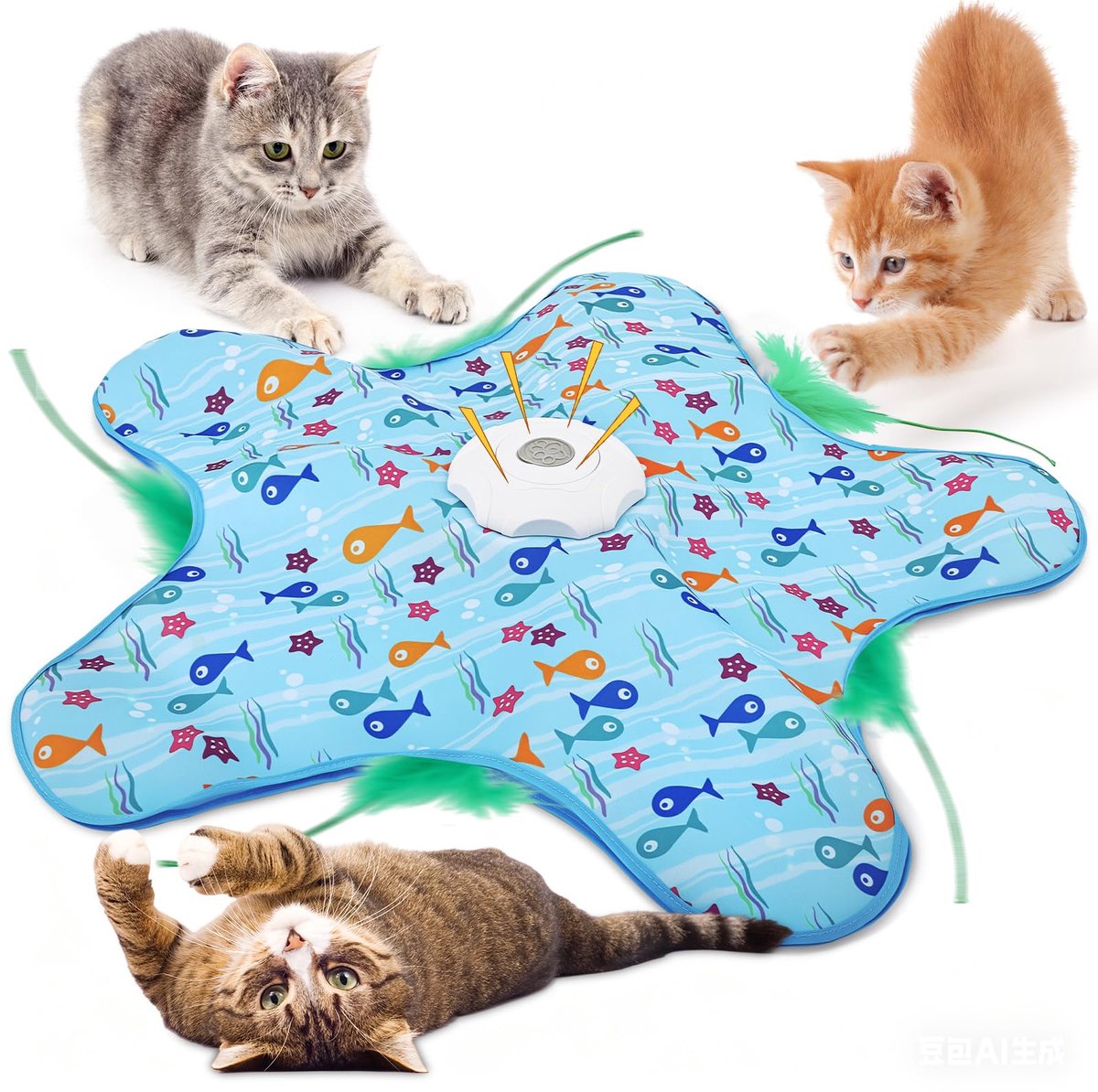 Kraftverdia - Interactief kattenspeelgoed - Jachtspeeltje Voor Katten - kattenspeelgoed - kattenspeeltjes - Oplaadbaar kattenspeelgoed - Verstoppertje spelen met kattenspeeltje - Met bewegingssensor(A)