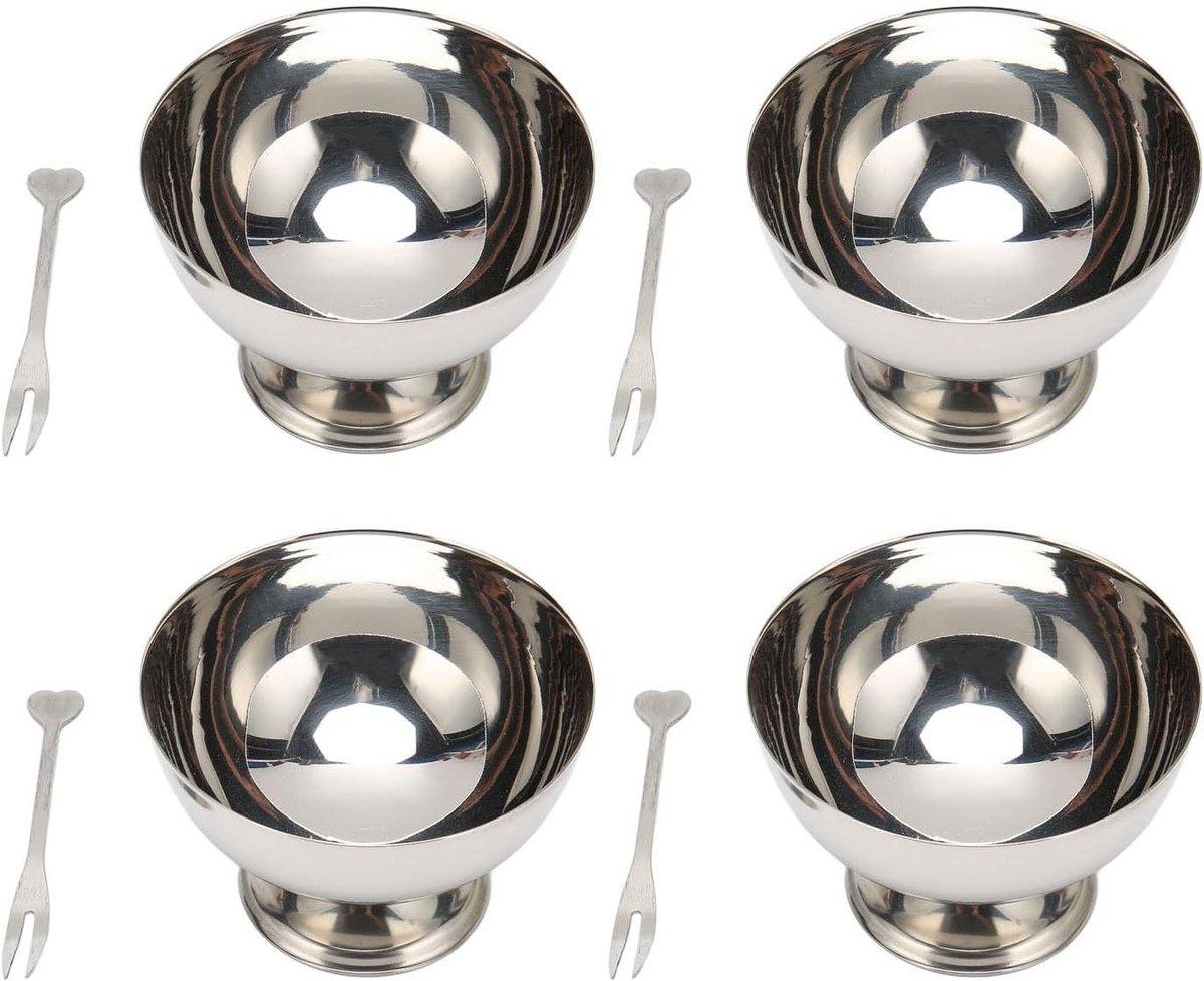 4-Delige IJscoupe Set van Roestvrijstaal voor Desserts, Sundae, Fruit en Snacks