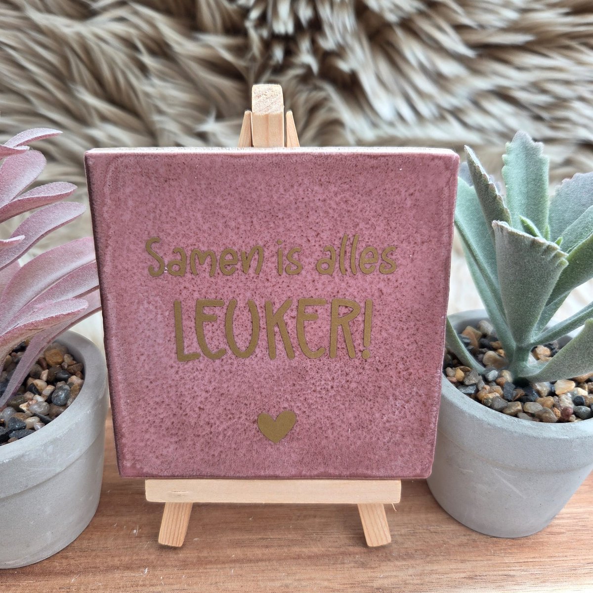 Robuust wenstegeltje “Samen is alles leuker!” – Liefde & Vriendschap Cadeau – Keramiek – Decoratie – Relatie Cadeautje – Vriendschap - Trendy nu