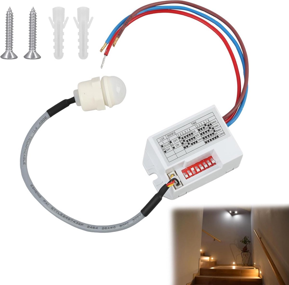 Infrarood Bewegingsmelder Inbouw Zwart 360 Graden 220V PIR Sensor voor Ledverlichting