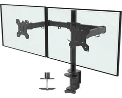Douxe® DXM2 - Dubbele Monitor arm - Monitor Beugel voor 13-27 Inch - draai- en kantelbare en zwenkbaar - zwart