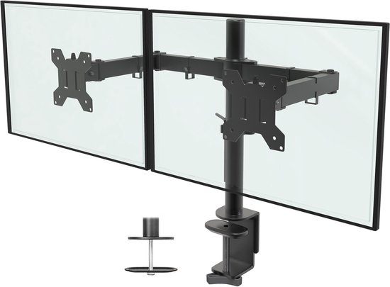 Douxe DXM2 Dubbele Monitor arm - 13-27 inch - kantelbaar - zwart