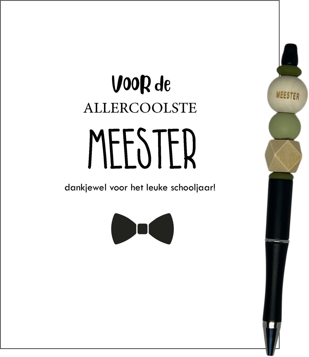 Kralenpen MEESTER | ZWART | jij bent de beste | coolste meester | topjuf | einde schooljaar | cadeau | cadeautje juf | cadeautje meester | meester
