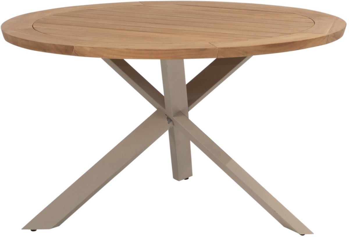 Prado dining tuintafel 130 cm rond teak met latte onderstel Taste 4SO