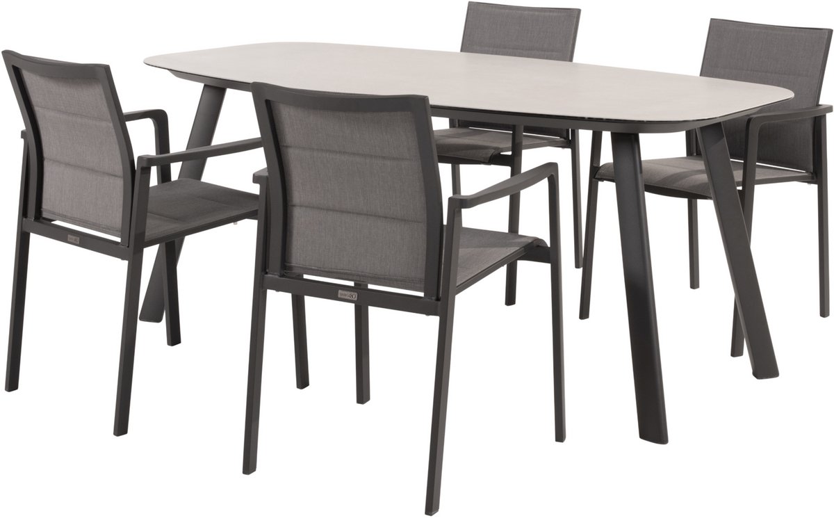 Taste by 4 Seasons Manolo/Cortina salon de jardin 180 cm - 5 pièces - anthracite
