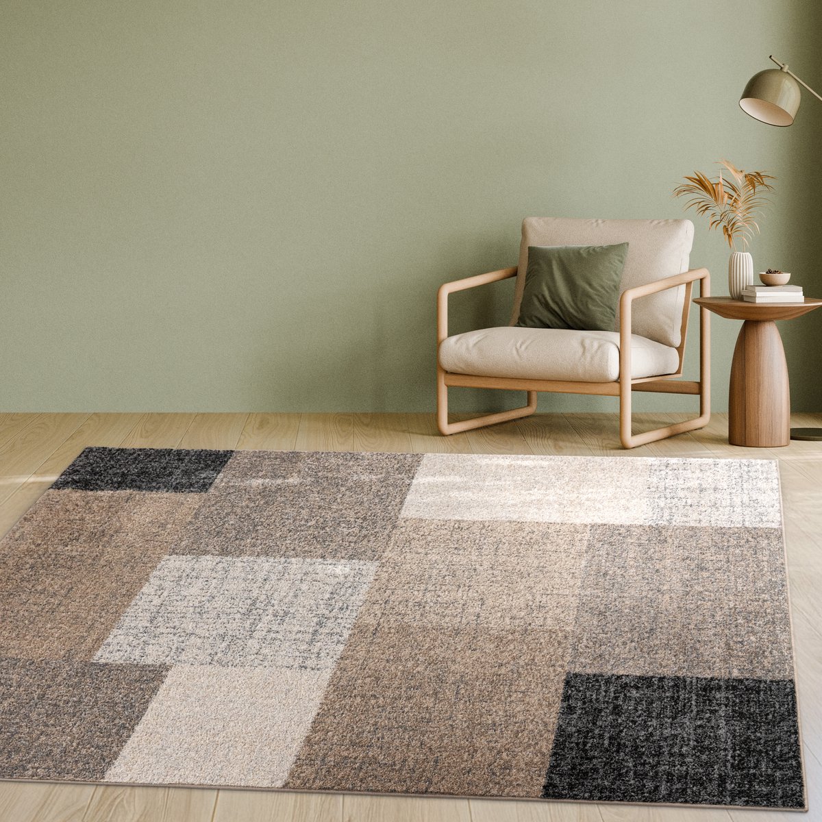 Paco Home Designvloerkleed Modern Geruit Laagpolig Vloerkleed Design Gemêleerd In Bruin Crème 140x200 cm