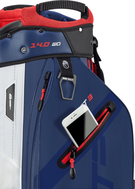 Big Max Dri Lite Sport 3 - Waterwerende Golftas - Cartbag - Navy Wit Rood van Big Max — afbeelding 2