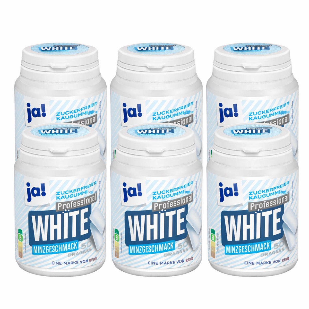 Ja! 6 x 50 White munt suikervrije kauwgom in pot