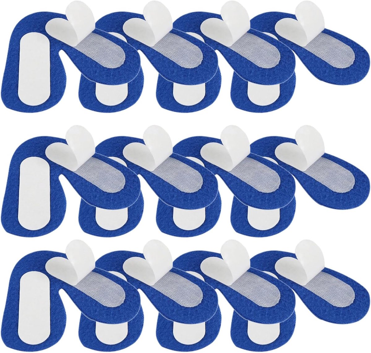 Verpakking met 12 blauwe neuspads voor een comfortabele nachtrust en een aangename neus.